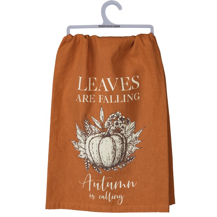 Leaves Falling Autumn Is Calling Kitchen Towel - Cotton