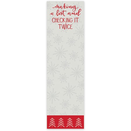 List Notepad - Making A List And Checking It Twice - 2.75" x 9.50" x 0.25" - Paper, Magnet