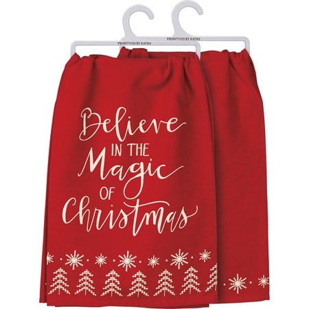 Kitchen Towel - Believe In The Magic Of Christmas - 28" x 28" - Cotton