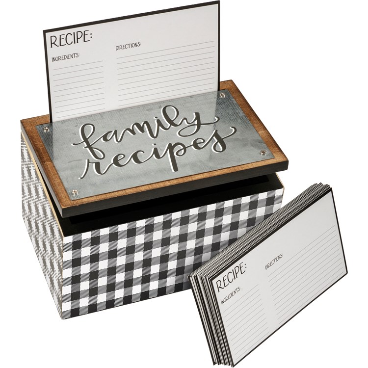 Family Recipes Recipe Box - Wood, Metal, Paper