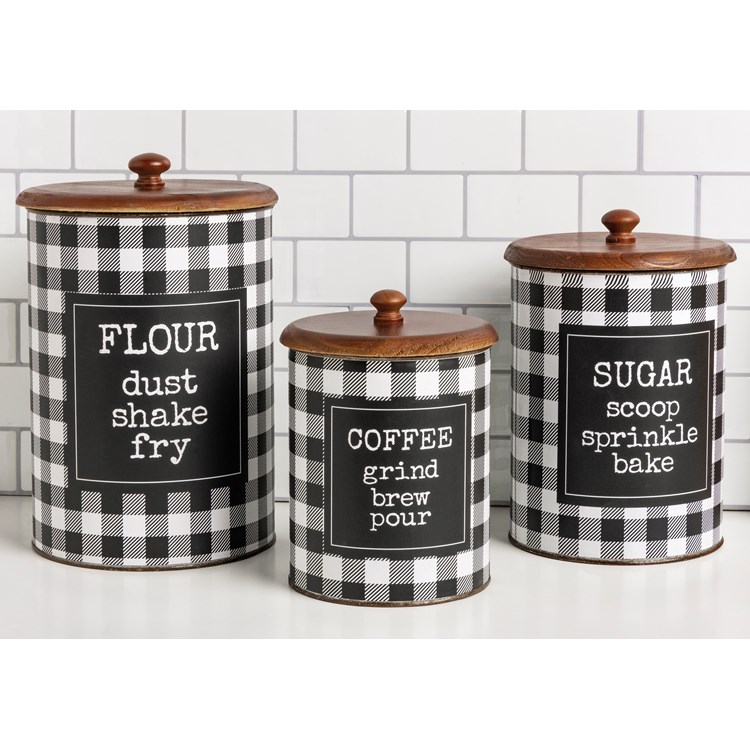 Flour And Sugar Canisters - Foter  Stoneware canister set, Kitchen canister  sets, Flour canister set
