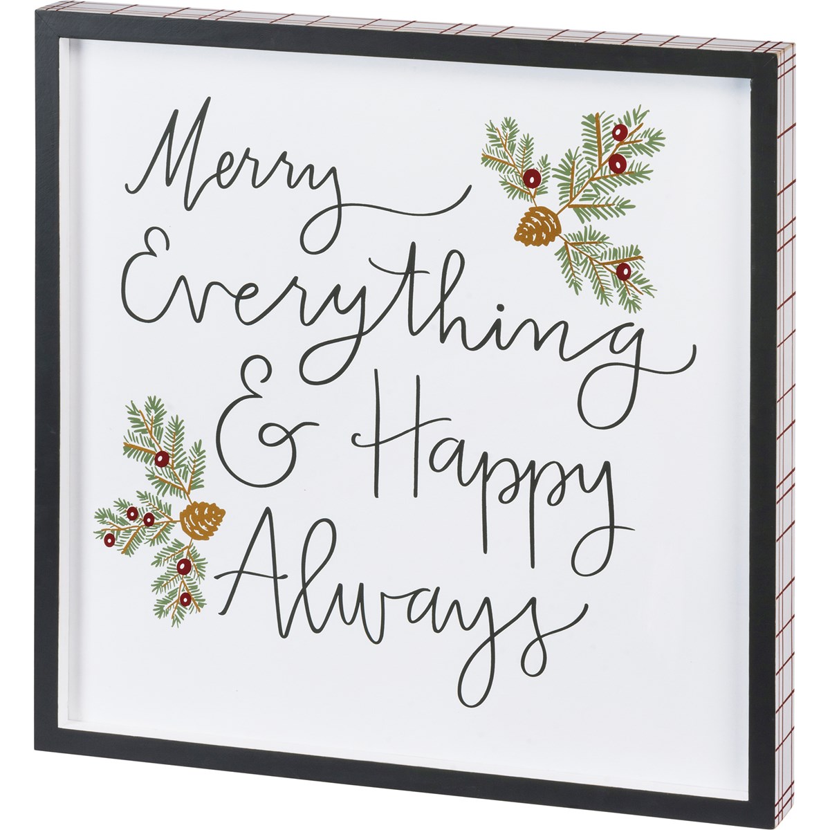 Merry Everything & Happy Always Inset Box Sign - Wood
