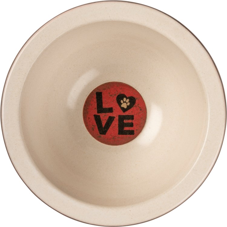 Pet Bowl Lg - Love - 8" Diameter x 3.25" - Bamboo Fiber, Melamine