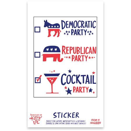 Sticker - Cocktail Party - 2.50" x 4", Card: 3" x 5" - Viynl, Paper