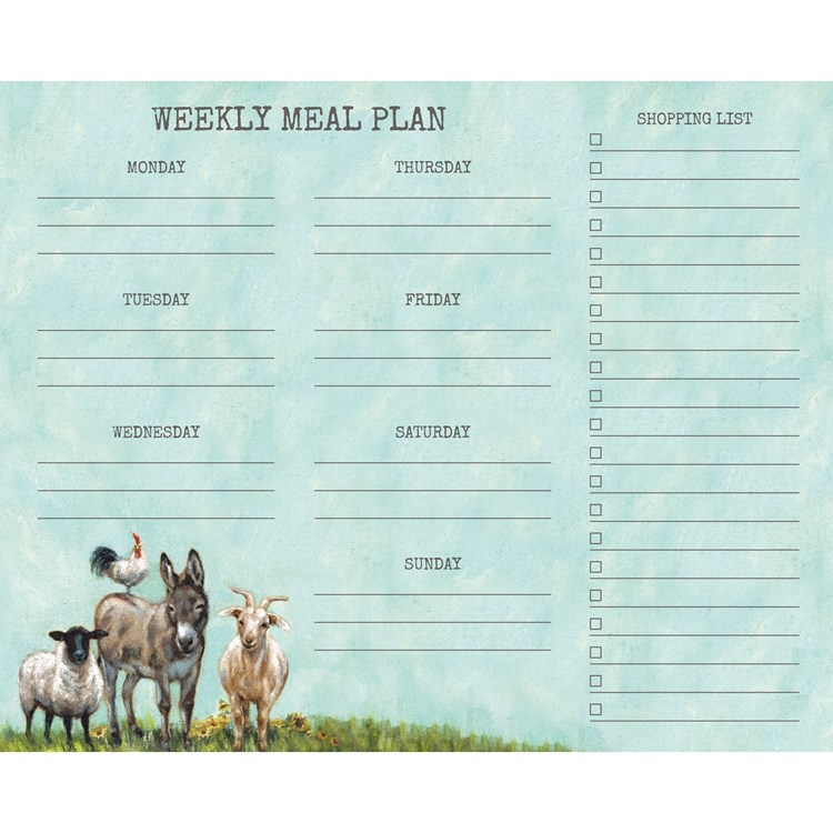Weekly Meal Plan Notepad - Paper