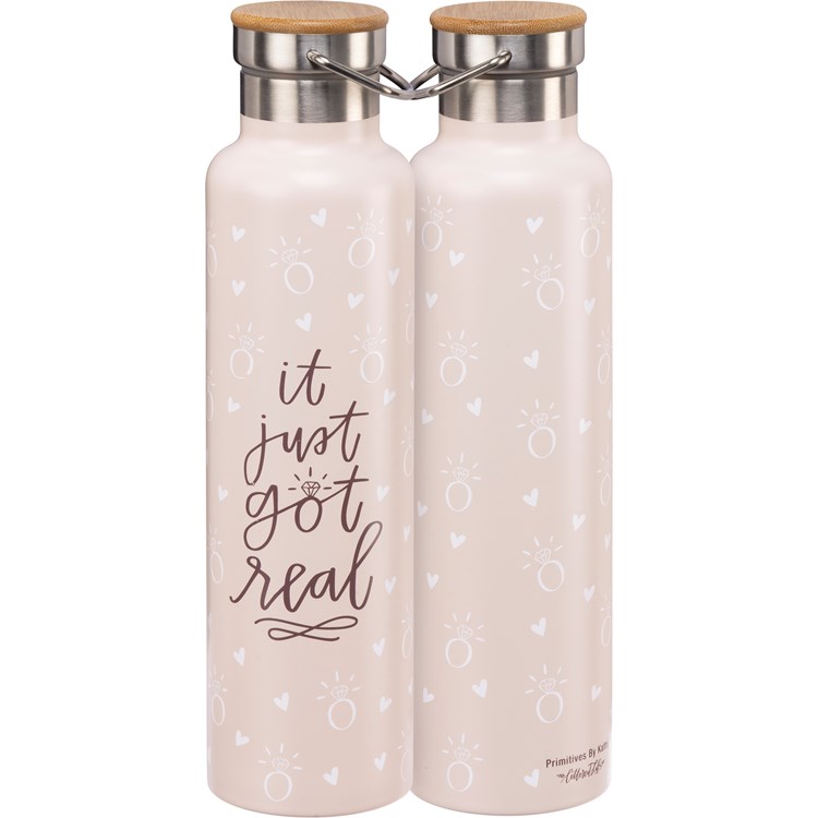 It Just Got Real Insulated Bottle - Stainless Steel, Bamboo