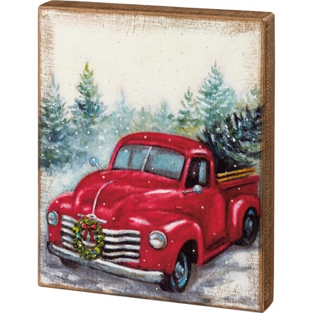 Red Truck Box Sign - Wood