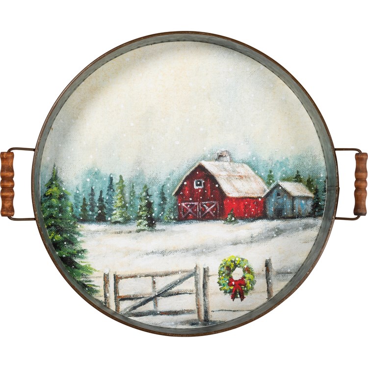 Red Barn Tray - Metal, Paper