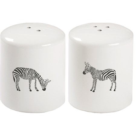 Zebra Salt and Pepper Shakers - Stoneware, Plastic