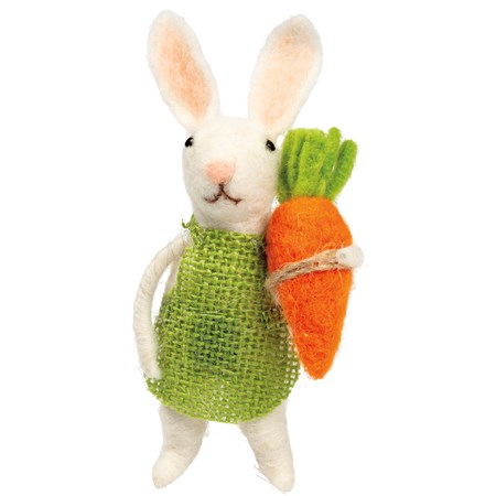 Critter - Garden Bunny - 3" x 5.25" x 1.75" - Felt, Burlap, Plastic, Jute