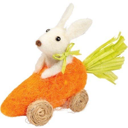 Critter - Bunny Carrot Car - 4.50" x 3.25" x 1.50" - Felt, Jute, Paper, Plastic