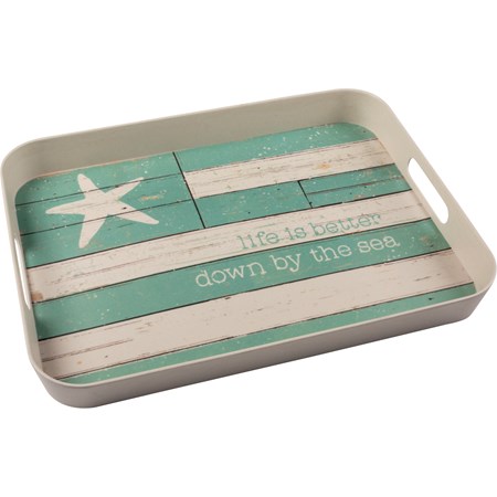 Tray - Life Is Better Down By The Sea - 16.25" x 11" x 1" - Bamboo Fiber, Melamine