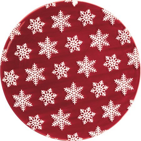 Plate Lg - Snowflake - 10" Diameter - Stoneware