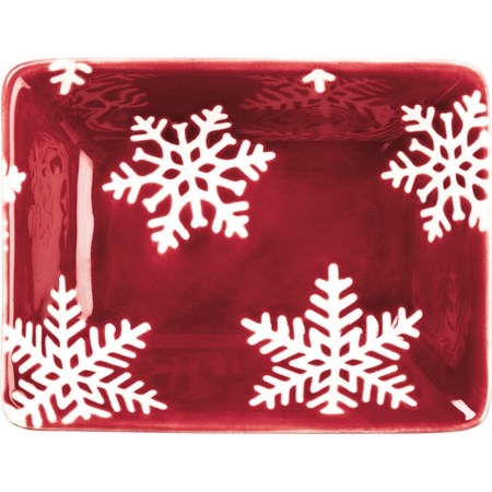 Red Snowflake Mini Tray - Stoneware