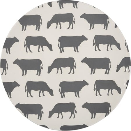 Plate Lg - Cows - 10" Diameter - Stoneware