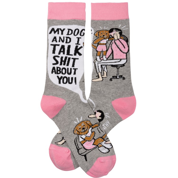 Socks - My Dog And I Talk About You - One Size Fits Most - Cotton, Nylon, Spandex