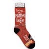 Socks - Living The Farm Life - One Size Fits Most - Cotton, Nylon, Spandex