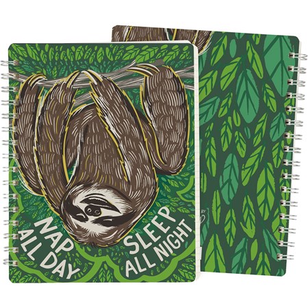 Spiral Notebook - Nap All Day Sleep All Night - 5.75" x 7.50" x 0.50" - Paper, Metal