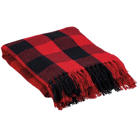 Throw - Red And Black Buffalo Check - 50" x 60" - Cotton