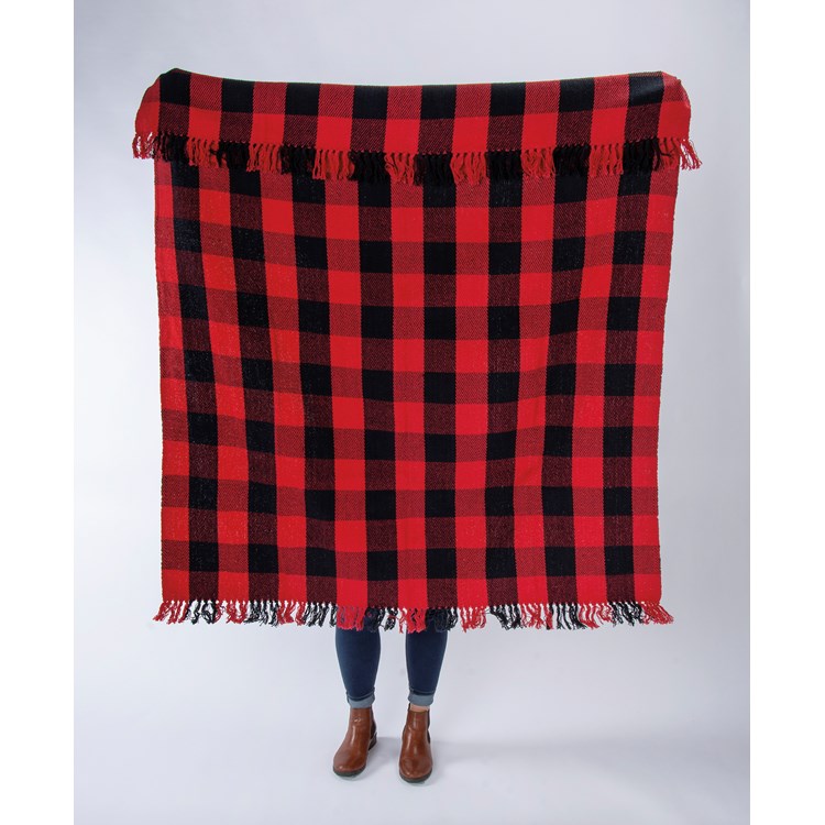 Red And Black Buffalo Check Throw Blanket - Cotton