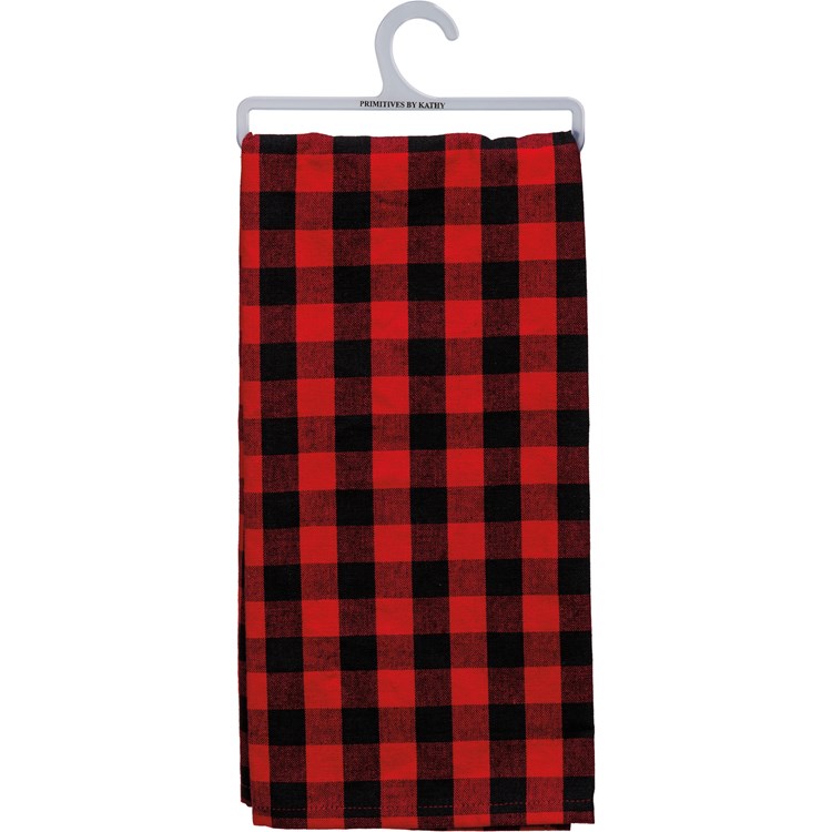 Small Red And Black Buffalo Check Kitchen Towel - Cotton