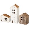 Sitter Set - Rustic Houses - 2" x 5" x 1.50", 3" x 2" x 1.50", 2.25" x 2.75" x 1.50" - Wood