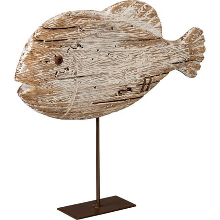 Rustic Fish Sitter - Wood, Metal