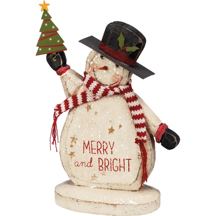 Merry And Bright Chunky Sitter - Wood, Metal, Cotton, Mica