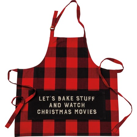 Apron - Let's Bake Stuff And Watch Movies - 27.50" x 28" - Cotton, Metal