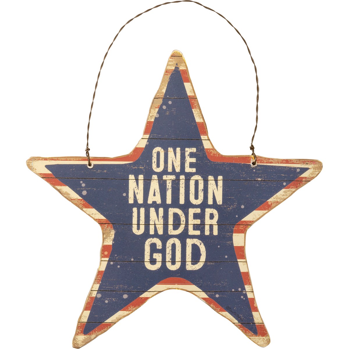 One Nation Under God Hanging Decor - Wood, Paper, Wire