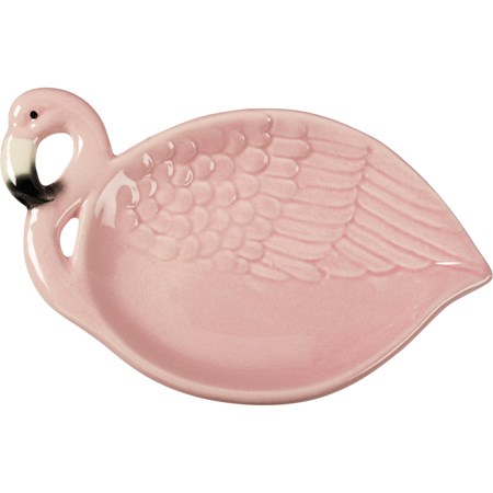 Vanity Tray - Flamingo - 6.75" x 4" x 1" - Stoneware