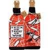 Bottle Sock - Trick Or Treat Or Wine - 3.50" x 11.25", Fits 750mL to 1.5L bottles - Cotton, Nylon, Spandex