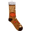 Pumpkin Spice And Chill Socks - Cotton, Nylon, Spandex