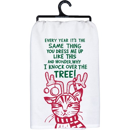Cat Why I Knock Over The Tree Kitchen Towel - Cotton