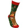 Christmas Sloth Don't Hurry Be Merry Socks - Cotton, Nylon, Spandex