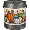 Bucket Set - Pumpkins - 11" Diameter x 13", 9.75" Diameter x 11.75" - Metal, Paper, Wood