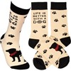 Socks - Life Is Better With A Dog - One Size Fits Most - Cotton, Nylon, Spandex