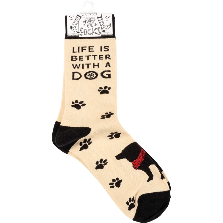 Socks - Life Is Better With A Dog - One Size Fits Most - Cotton, Nylon, Spandex