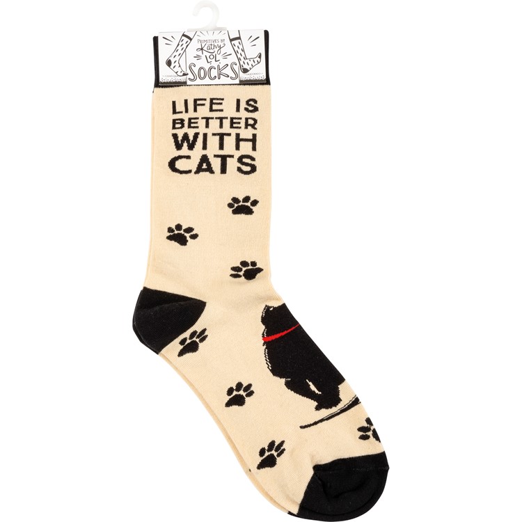 Life Is Better With Cats Socks - Cotton, Nylon, Spandex