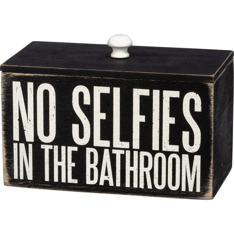 No Selfies In The Bathroom Divided Box - Wood, Metal