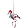 Glass Ornament - Flamingo - 4" x 6" x 2" - Glass, Metal, Bristle, Felt, Glitter