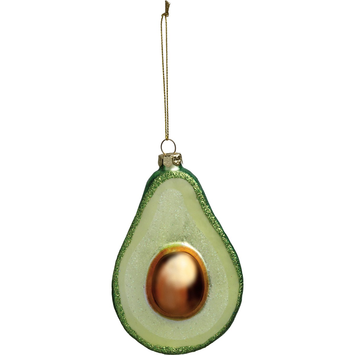 Avocado Glass Ornament - Glass, Metal, Glitter