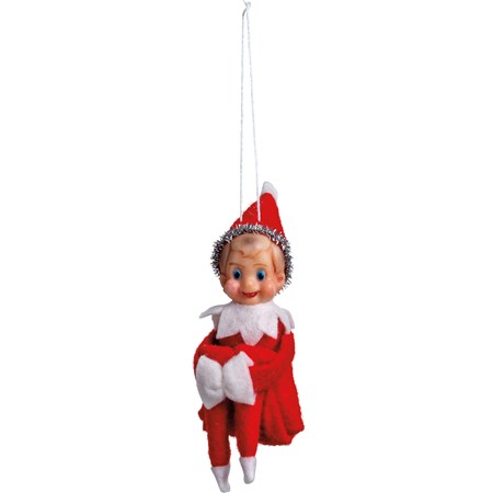 Ornament - Elf - 1.75" x 5.25" x 2" - Felt, Plastic, Wire, Tinsel