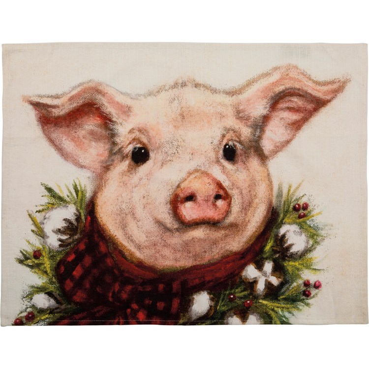 Pig Trio Country Farmhouse Kitchen Dish Towel, Pink Pigs Embroidery Design,  Made in the USA - Texas Hill Country Ceramics