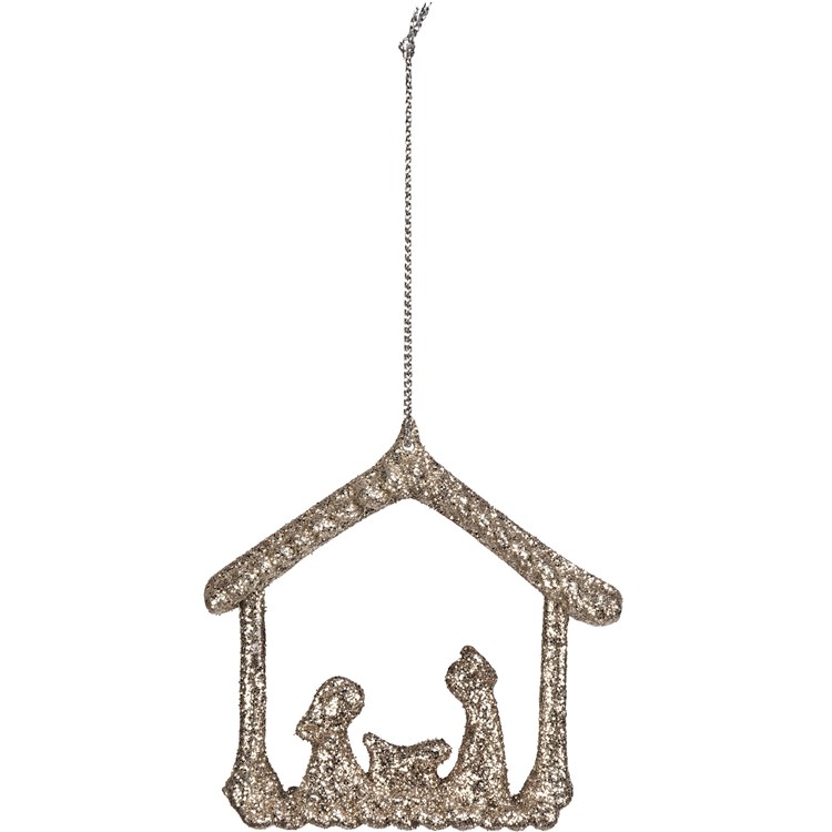 Nativity Ornament Set - Plastic, Glitter, String