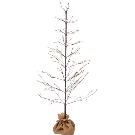 Tree Lg - Snowy Christmas - 32" Diameter x 60", 16' Cord - Plastic, Cord, Lights, Flocking, Burlap