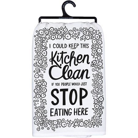 Kitchen Towel - I Could Keep This Kitchen Clean - 28" x 28" - Cotton