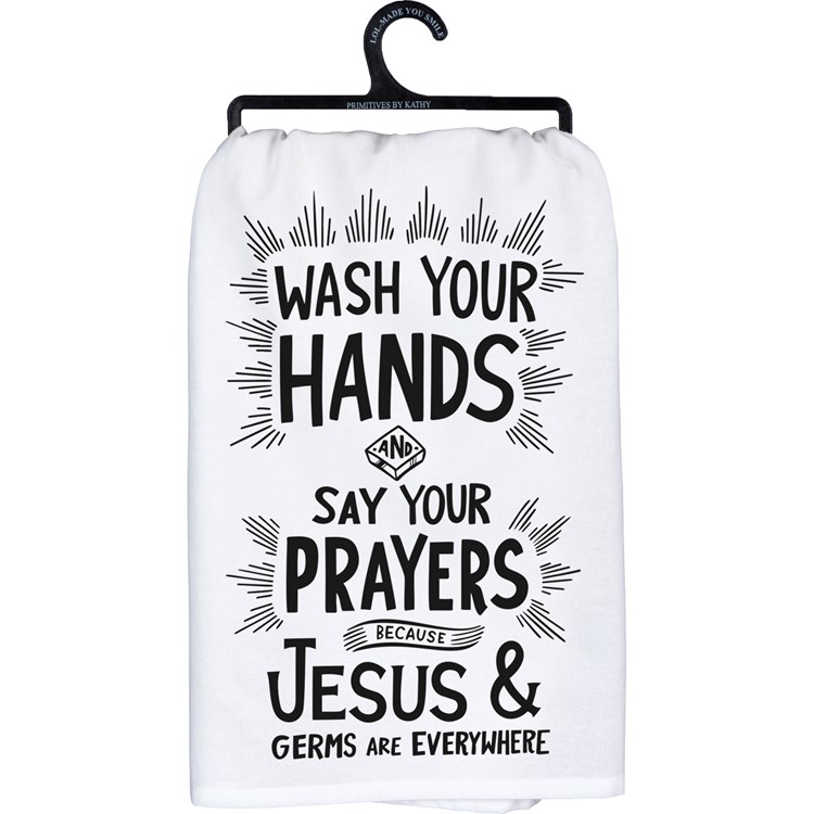 Jesus & Germs Are Everywhere Kitchen Towel - Cotton