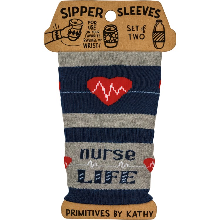 Sipper Sleeves - Nurse Life - 3.25" x 3" - Cotton, Nylon, Spandex