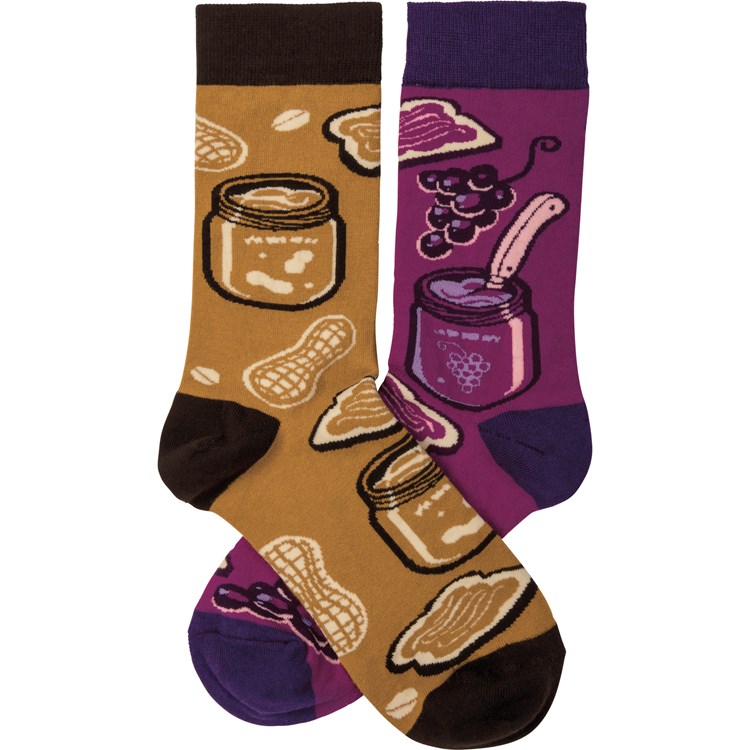 Socks - Peanut Butter & Jelly - One Size Fits Most - Cotton, Nylon, Spandex